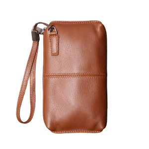 Genuine Leather Organizer Clutches Purse Wallet Men Wrist Bag cell phone holder zipper wallet