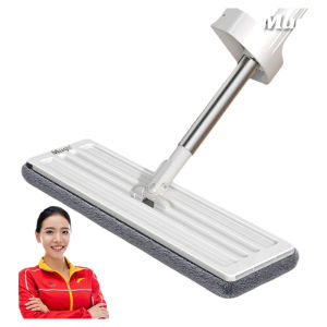 Hand-Free Flat Mop 2024 New Model Dust Removal No-Wash Home Use Stainless Steel Pole Ultra-Fine Fiber Cloth Wet And Dry Use