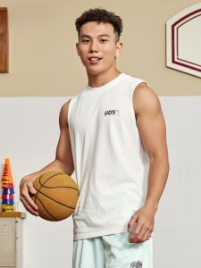 UZIS American Style Basketball Vest Mens Summer Running Fitness Breathable Sleeveless Training Top round Neck Printed T-shirt
