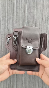 Bakufu กระเป๋าคาดเข็มขัดหนังอย่างดี ใส่มือถือ ใส่บัตร มีตัวล็อกโลหะ แข็งแรง ทนทาน รุ่น PUBR-RB/SB