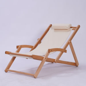 Comfortable Folding Outdoor Balcony Nap Chair Simple Wooden Lazy Sofa Home Leisure Chair Beach Wood Chair Artistic Style