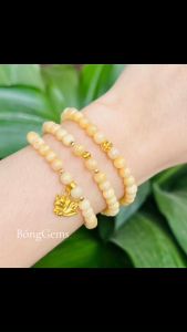 vòng tay nữ dáng chuỗi ngọc hoàng phỉ tự nhiên mix charm hồ ly và bi cầu vàng tây vòng tay đá phong thủy trang sức thiết kế đủ hóa đơn thẻ bảo hành