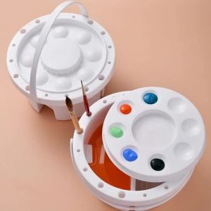 อเนกประสงค์แบบพกพารอบล้างปากกาถังแยกจานสีอะคริลิ/สีน้ำจิตรกรรมสีผสมอุปกรณ์ศิลปะ