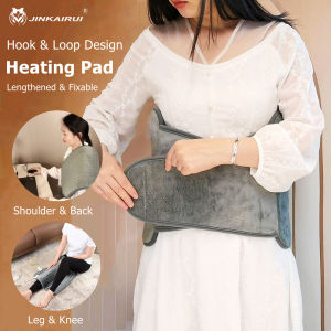 Jinkairui Electric Heating Pad Back Neck Massager Menstrual Pain Relief Abdomen Warm Pad Hook & Loop Design