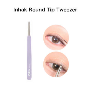 Inhak Round Tip Tweezer | eyelash comb eye lash makeup Tools Curler idol
