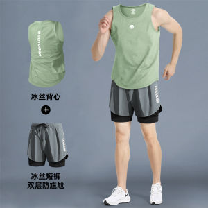 Mens Fitness Clothing Set Quick Dry Running Shorts Basketball Training Vest Athletics Marathon Equipment Summer Sports Suit