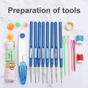 57pcs 16 Sizes Crochet Stitches Hooks Knitting Craft Case Crochet Set Knitting Tool Set Sewing Tools