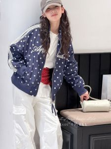 Aiza basic | Retro Polka Dot Girl Jacket Stand Collar