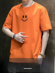 ROMON | Romon Mens Short Sleeve T-Shirt Summer Thin Casual Loose Round Neck Pure Cotton Youth Leisure Body Shirt Fashionable Print