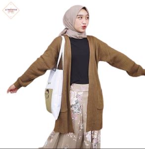 sweater Rajut  kardigan saku belle