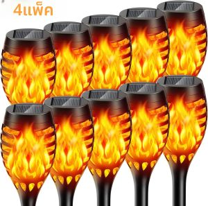4/2/1Pcs พลังงานแสงอาทิตย์เปลวไฟไฟไฟฉายริบหรี่กันน้ําตกแต่งสวนกลางแจ้งสนามหญ้า Tiki LED YARD Patio โคมไฟชั้น