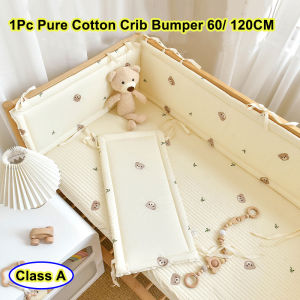 Cotton Quilted Baby Bed Bumper Bear Embroidery Crib Cot Protector Anti-collision Safety Rail Fence