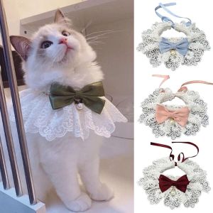 Fashion Dog Saliva Towel / Puppy String Bib - Pearl Collar Lace Bowknot Neckwear Dog Neck Strap