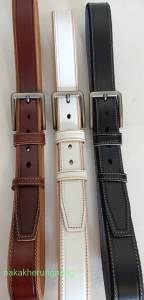 เข็มขัดหนังวัวแท้ เกรดพรีเมี่ยม มีลายด้าย เย็บขอบ