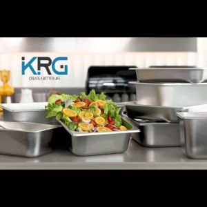 304 Stainless Steel Hotel Pan With Cover Buffet Food Storage With Lid Pan Rectangular Tray Set Metal Food Tray