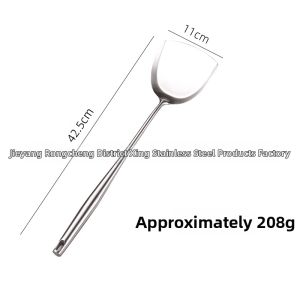 Stainless Steel Cooking Spoon and Spatula Extended Wooden Handle