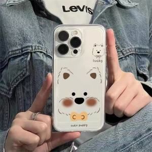 Cute Dog Face Full Cover Phone Case for Realme 13 Series Angel Eye GT Models 7 8 10 Series Silicone Protective Cover Female Style