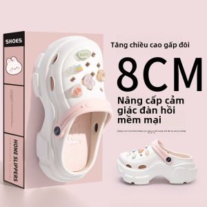 Womens Thick Bottom Sandals Summer Outdoor Wear Anti-Slip Beach Slippers High Heel EVA Head Cover Slippers Princess Style