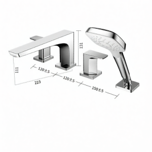 TOTO | Dual Handle Hot and Cold Water Tub Faucet with Pull Out Handheld Shower