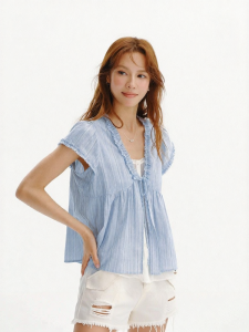 Semir | Wood Ear Trim Womens Short Sleeve Shirt