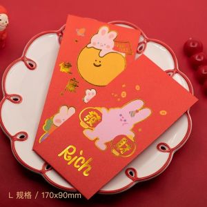 Cute Cartoon Rabbit Year Red Envelope Money Bag Creative Festive Korean Style Original Design New Year Gift Idea