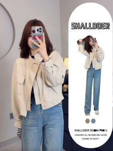 Shalldoer | White Short Leather Jacket