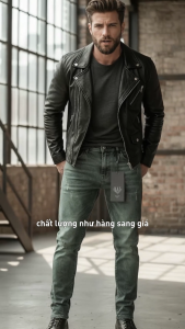 |VIET FASHION| Quần Jeans Nam Ống Côn Slimfit Màu Xanh Rêu Loang Jean Nam Hàn Quốc Mới 2026