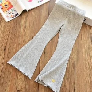 Kids Girls Flare Legging New Arrival Children Casual Elastic Pants Heart Embroidery Slim Fit Leggins Baby Girl Summer Pants