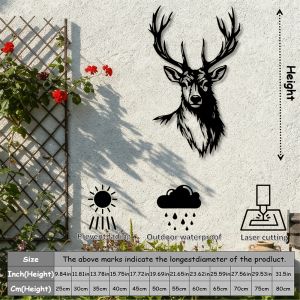 CIFbuy | 2D Flat Deer Head Antlers Iron Wall Art Elegant Profile Metal Sculpture Modern Minimalist Living Room Bedroom Office Decor Gift