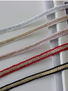 ริบบิ้นไหมทอง 1 ซม. 5 สี สำหรับตกแต่งกระเป๋า เสื้อคลุม เข็มขัด DIY ผ้าฝ้าย CottonTime ขอบลูกไม้ ริบบิ้นตกแต่ง