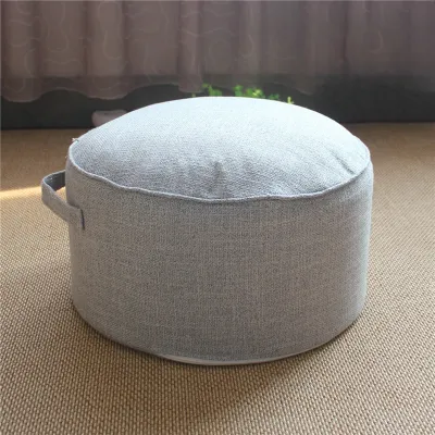 Thickened Height Increasing Futon Linen Cushion Floor Low Stool round European Fabric Tatami Stool Mat Removable and Washable