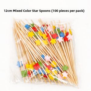 Disposable Bamboo Fruit Forks 100 Pieces Creative Shape Beverage Skewers Dessert Forks Candy Floss Sticks Chinese Takeout Chopsticks