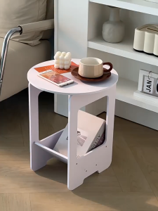 Nordic Small Round Solid Wood Side Table for Living Room Sofa Corner Coffee Bedside Table