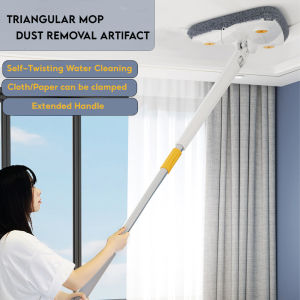 Locaupin Automatic Rotatable Water Squeezing 360° Multifunctional Triangular Floor Mop Dirt Remover with Washable Cloth