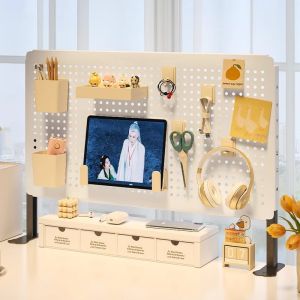 Simple Desktop Organizer Rack Computer Desk Bookshelf Multi-layer Hole Board Storage Arrangement Home Furniture Rectangular Shelf