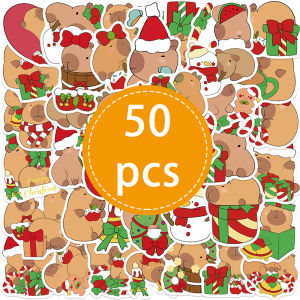 50PCS Cute Christmas Capybara Stickers DIY Decoration Stationery Guitar Phone Bike Notebook PVC Creative Decals Kids Toys Gift