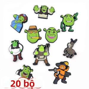 Bandai | Bộ 10 Móc Khóa Giày Hoạt Hình Shrek Fiona Chú Lừa Chú Mèo Đi Giày Phụ Kiện Trang Trí Giày Dép Dép Xỏ Ngón Phụ Kiện Giày Phim Hoạt Hình Vui Nhộn