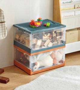 LARGE Foldable Plastic Storage Boxes with Latching Lids & Wheels Clear Storage Stackable Container Bins