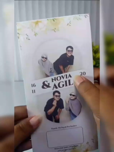 Undangan Pernikahan Timbal Balik ISI 50 PCS – Desain Minimalis Elegan Kekinian Cetak BC 210gsm 150gsm Custom Nama Tema dan Konsep Acara