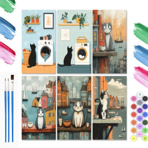 DIY Digital Oil Painting Paint By Numbers Cute House Cat Canvas Hand Painted Artwork for Home Decoration Festival Gift