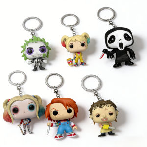 Bandai | Anime Terror Ghost Joker Quinn Key Chain Scary Clown Doll Pendant Keychains Bag Jewelry