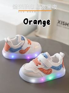 Sepatu Sneakers Anak Laki / Perempuan LED Bisa Menyala Size 21-30 Warna Orange Q 11