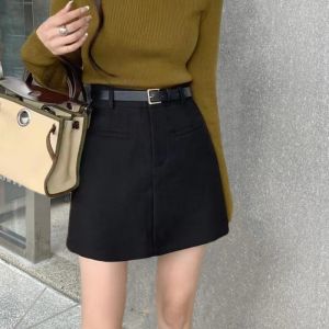 Gray Suit Style High Waist A-Line Mini Skirt Casual Versatile Korean Version Autumn Sensation Elegant All-Match Short Skirt