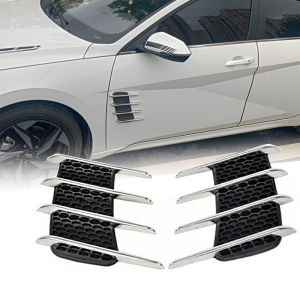 AUTOFun 2 Buah Car Vent Sticker 3D Side Air Flow Vent Cover Stiker Shark Gills Stiker Mobil Universal Fender Dekorasi DIY