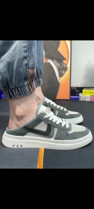 Mens canvas shoes summer 2023 new semi-slippers mesh breathable non-slip casual breathable