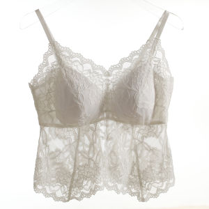 เสื้อกั๊กลูกไม้ระบายอากาศสบายๆ พร้อมแผ่นเสริมหน้าอก ดีไซน์ 3 มิติ เสื้อชั้นในผู้หญิงสำหรับใส่ลำลองในฤดูใบไม้ร่วงปี 2024