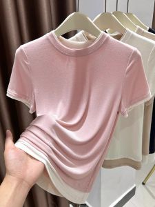 DVDK | Faux Two-Piece Short Sleeve Round Neck T-Shirt