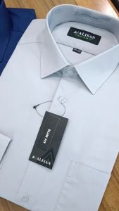 Pojok Busana Alisan Kemeja Lengan Panjang Polos Pria Slim Fit - Kemeja Cowok Formal Kerja Polos Hitam Putih Warna