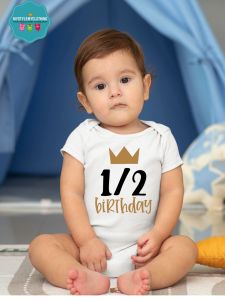 Baby 1/2 Birthday Onesies - 1/2 Birthday Prince Crown