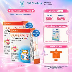 Combo 2 Men vi sinh Biofermin Kids cho trẻ từ 1-12 tuổi - Hộp 30 gói x2